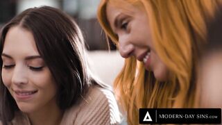 MODERN-DAY SINS - Lauren Phillips Uses 3-Way To Help Virgin Lesbians Lily Larimar and Maya Woulfe