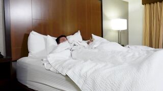 Blonde Stepmom and Stepson Share Hotel Bed