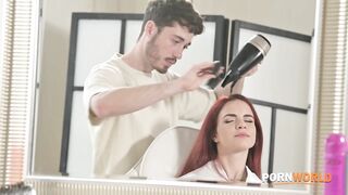 Sirena Milano- Seductive Babe Seduces Her Stylist Into Steam | Blowjob - F34