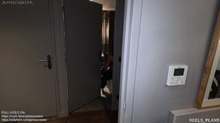 Big ass French girl cheats on her boyfriend, caught masturbating and fucked by her roommate